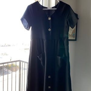 black button dress